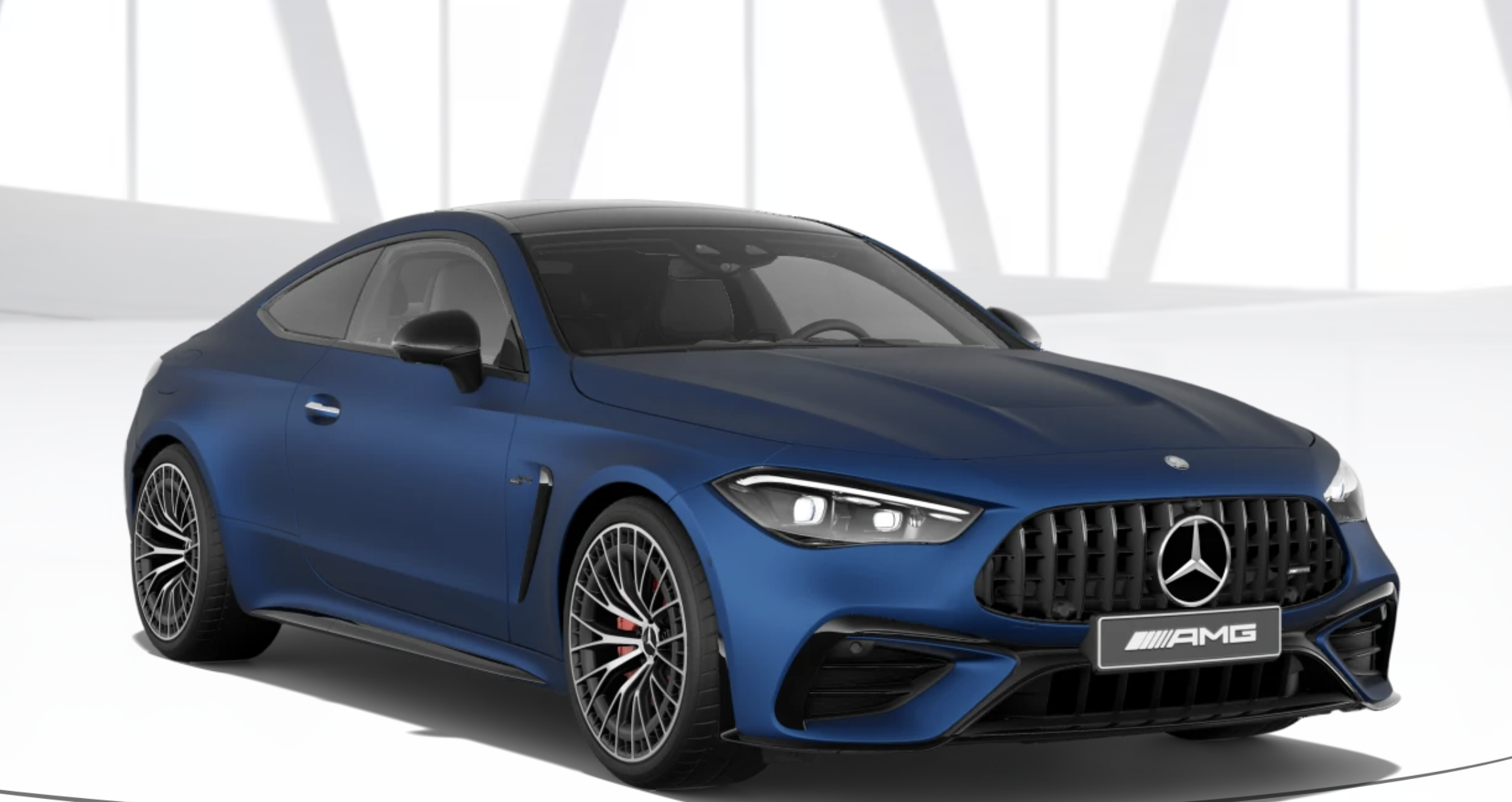 Mercedes-AMG CLE 53 Coupé – předváděcí vůz skladem v matné barvě Spectral Blue Magno, 449 koní, výbava AMG Premium Plus. K okamžitému odběru za zvýhodněnou cenu.